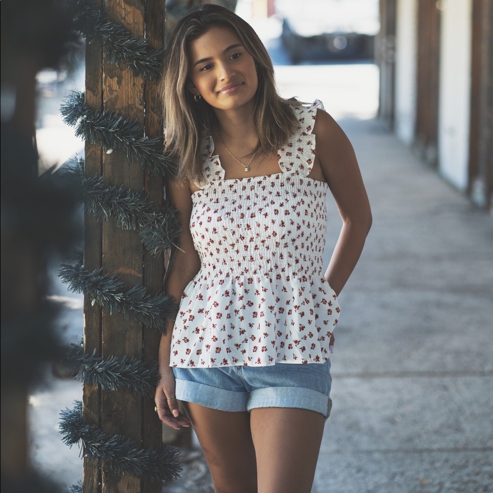 White Peplum Top